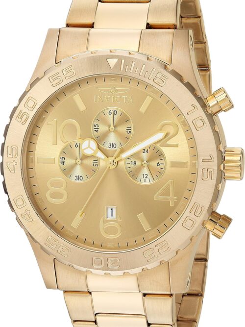 Invicta Men's 1270 Specialty Chronograph Gold Dial 18k Gold Ion-Plated Stainless Steel Watch