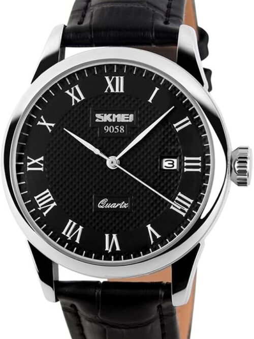 MASTOP Mens Quartz Watch Roman Numeral Business Casual Fashion Analog Wrist Watch Classic Calendar Date Window 30M Waterproof Comfortable Leather Watches