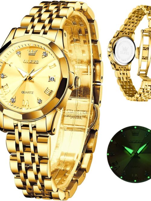 OLEVS Women's Wrist Watches, Small Wrist Stainless Steel Watch for Women, Fashion Dress Analog Quartz Ladies Watch